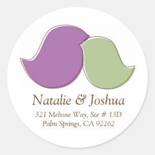 Adesivo Redondo Modern Lovebird, Rótulos de Endereço