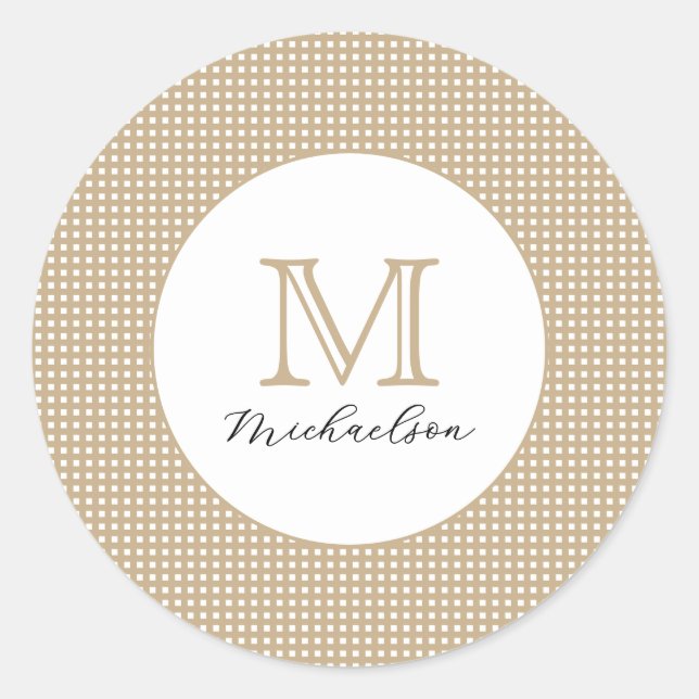 Adesivo Redondo Modern Minimal Gold Elegant Monogram (Frente)