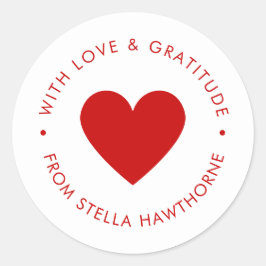 Adesivo Redondo Modern Minimal Red Heart 