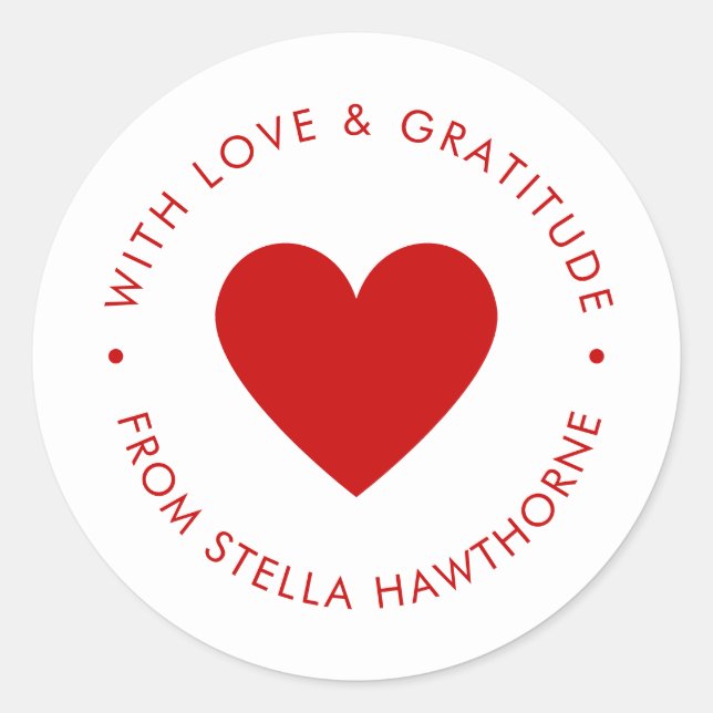 Adesivo Redondo Modern Minimal Red Heart  (Frente)