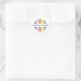 Adesivo Redondo MODERN MINIMAL stripe logo rainbow pride LGBTQ