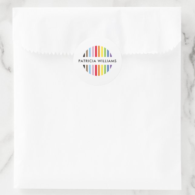 Adesivo Redondo MODERN MINIMAL stripe logo rainbow pride LGBTQ (Bolsa)