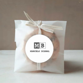 Adesivo Redondo Modern Minimal Typography White Paper Square