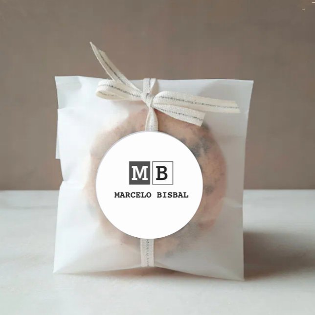 Adesivo Redondo Modern Minimal Typography White Paper Square (Criador carregado)