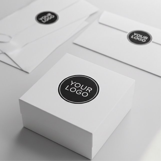Adesivo Redondo Modern Minimalist Custom Logo Business Branding (Criador carregado)