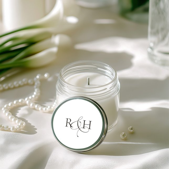 Adesivo Redondo Modern Minimalist Monogram Wedding Sticker (Modern Minimalist Monogram Wedding Sticker)