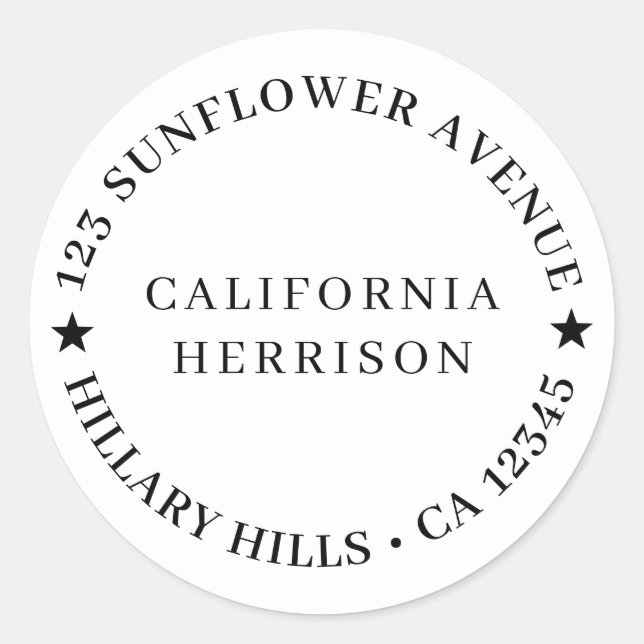 Adesivo Redondo Modern Minimalist Simple Star Design (Frente)