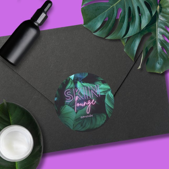 Adesivo Redondo Modern Neon Pink Skin Lounge Business (Criador carregado)