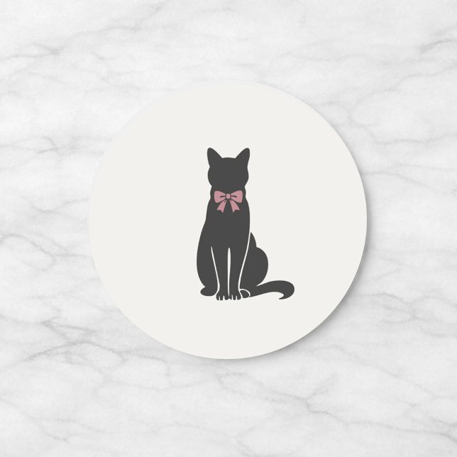 Adesivo Redondo Modern Neutral Cat Seal Sticker (Criador carregado)