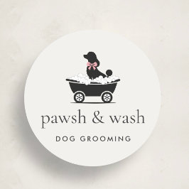 Adesivo Redondo Modern Neutral Mobile Dog Groomer Logo 