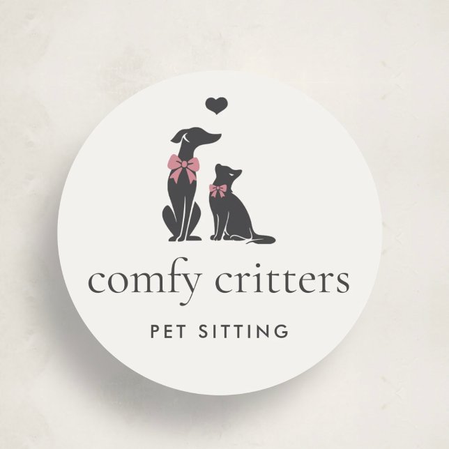 Adesivo Redondo Modern Neutral Pet Sitter Logo (Criador carregado)