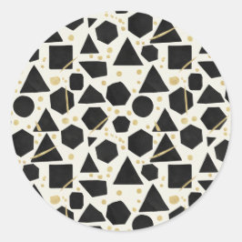 Adesivo Redondo Modern Noir Geometric & Gold Splatter
