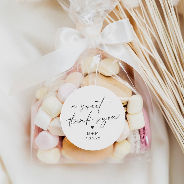 Adesivo Redondo Modern Obrigado Heart Wedding (Criador carregado)