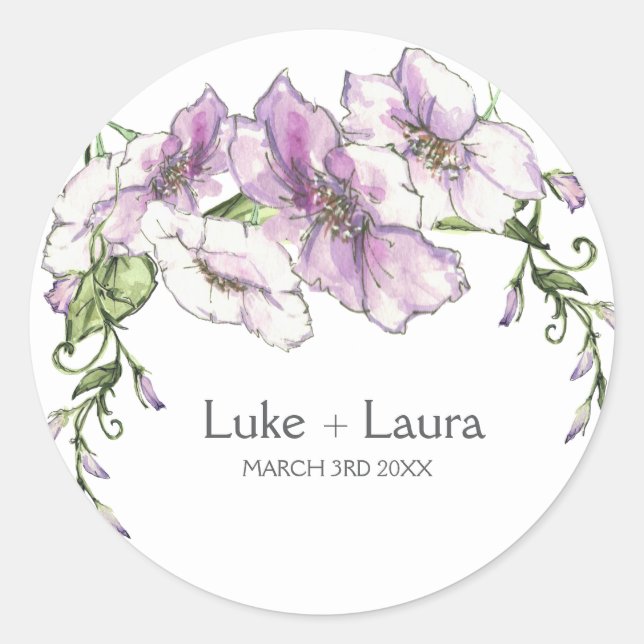 Adesivo Redondo Modern Pansy Wedding (Frente)
