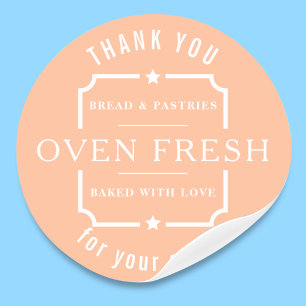 Adesivo Redondo Modern Peach Fuzz Obrigado Bakery