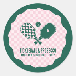 Adesivo Redondo Modern Pickleball & Prosecco Bachelorette Weekend