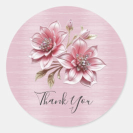 Adesivo Redondo Modern Pink Flowers Sticker