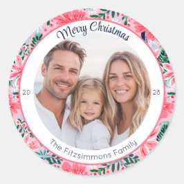 Adesivo Redondo Modern Pink Tropical Holiday Botanical Photo