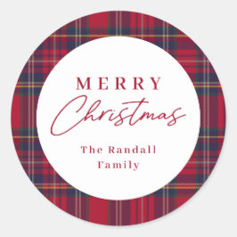 Adesivo Redondo Modern Plaid Christmas