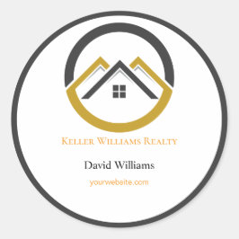 Adesivo Redondo Modern Real Estate white and gold custom logo 