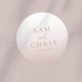 Adesivo Redondo Modern Rose Gold Wedding Monogram 