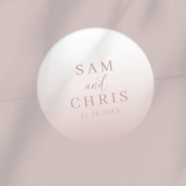 Adesivo Redondo Modern Rose Gold Wedding Monogram  (Criador carregado)