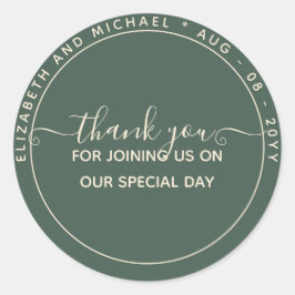 Adesivo Redondo Modern Sage Green Obrigado Por Favor Da Rua Redond