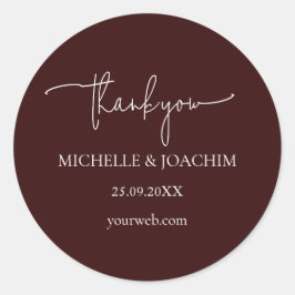 Adesivo Redondo Modern Script Burgundy Mauve