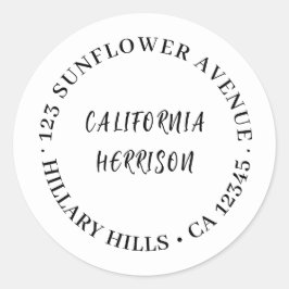 Adesivo Redondo Modern Script Minimalist White Design