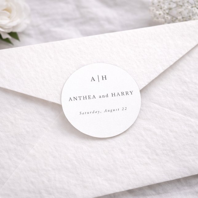 Adesivo Redondo Modern Serif Monogram Round Envelope Seal Sticker (Criador carregado)