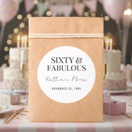 Adesivo Redondo Modern Sixty and Fabulous Bold 60th Birthday Party
