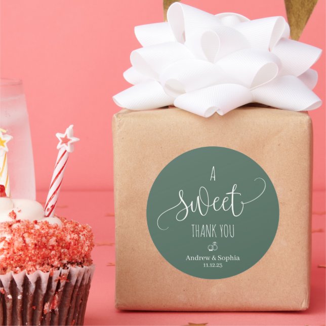 Adesivo Redondo Modern Sweet Obrigado Nome do Casal de Casamento & (Festa)