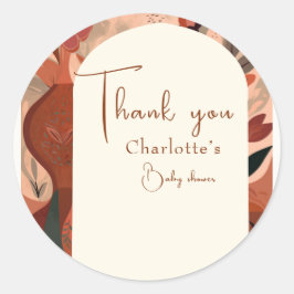 Adesivo Redondo Modern Terracotta boho chá de fraldas