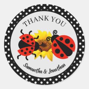 Adesivo Redondo Modern Trendy Ladybug Obrigado Clássico Stic Round