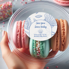 Adesivo Redondo Modern Under The Sea You Soon Blue Boy Baby Shower