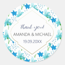 Adesivo Redondo Modern Watercolor Boho Iris Blue Abstrato