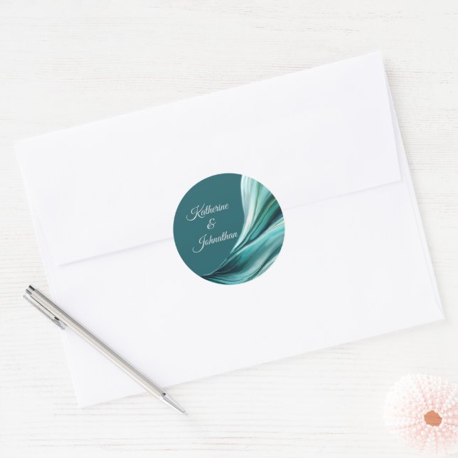 Adesivo Redondo Modern Wedding-Emerald Green- (Envelope)