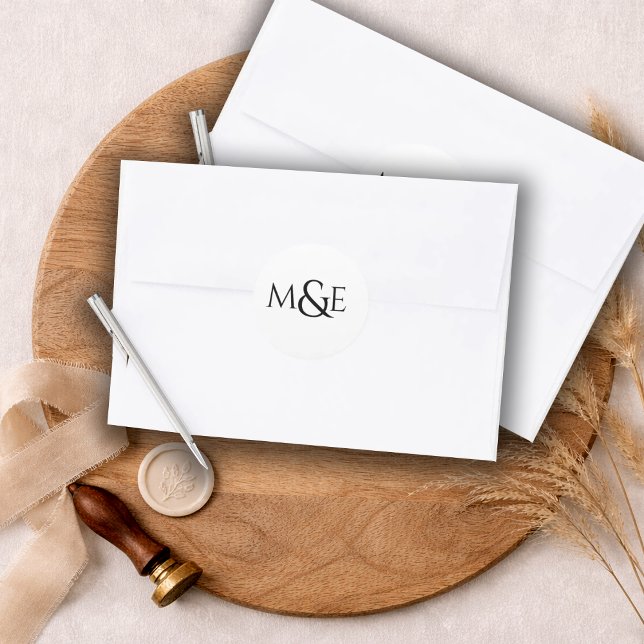 Adesivo Redondo Modern Wedding Monogram (Criador carregado)