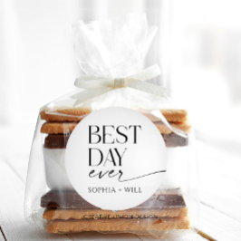 Adesivo Redondo Modern Whimsy Wedding Obrigado Cartão Dobrado