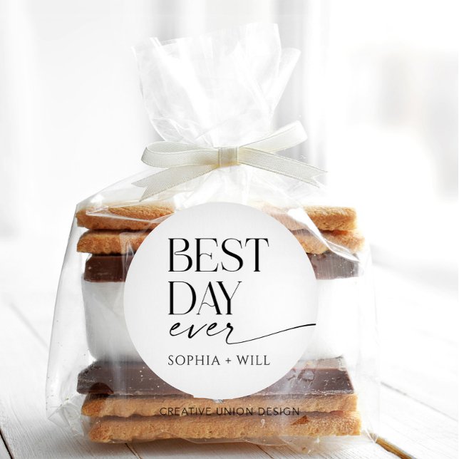 Adesivo Redondo Modern Whimsy Wedding Obrigado Cartão Dobrado (Criador carregado)