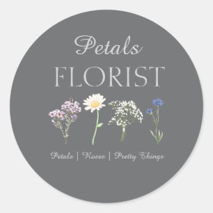 Adesivo Redondo Moderna Marca de Florista de Boutique