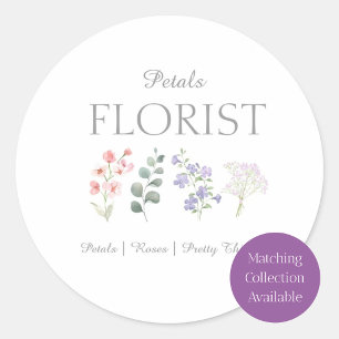 Adesivo Redondo Moderna Marca de Negócios de Florista de Boutique