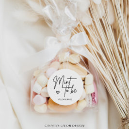 Adesivo Redondo Moderna Mint Mínima Para Ser Favor De Casamento