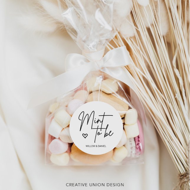 Adesivo Redondo Moderna Mint Mínima Para Ser Favor De Casamento (Criador carregado)