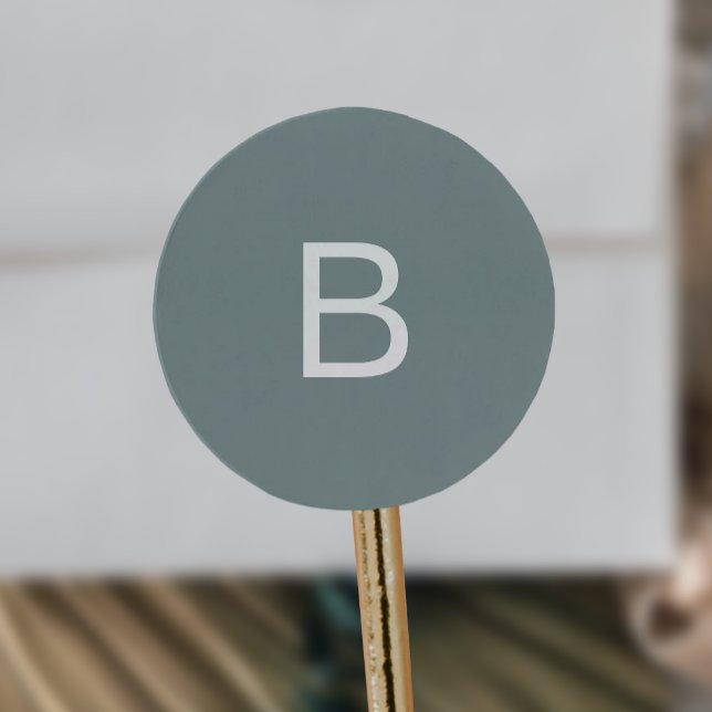 Adesivo Redondo Moderna Tipografia Sage Monograma Focos de Envelop (Criador carregado)