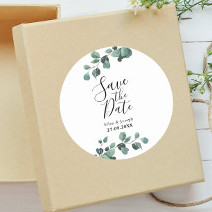 Adesivo Redondo Modernidade Verde Eucalipto Casamento Salve A Data