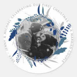 Adesivo Redondo MODERNO 1rua ANO, Festa FOTO Envolvida ou Casada