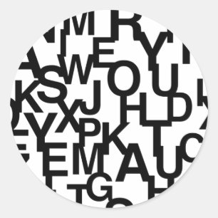 Adesivo Redondo Moderno, abstrato, padrão confuso com letras