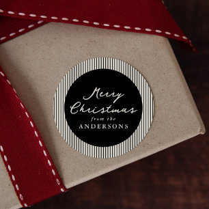 Adesivo Redondo Moderno Black Stripes Feliz Natal