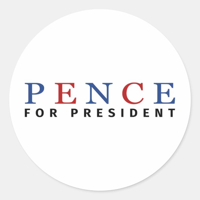 Adesivo Redondo Moderno Blue Red Mike Pence para Presidente (Frente)